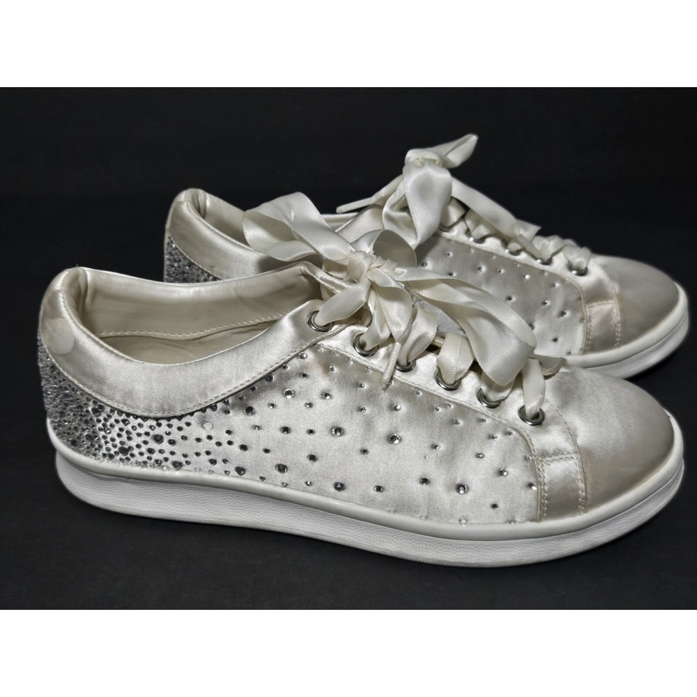 Badgley Mischka Bride Wedding Shoes Crystal Embellished Satin Jewel MARLA Size 6